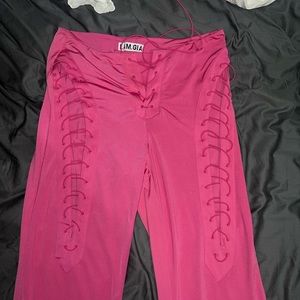 Hot pink I.am.Gia lace up pants